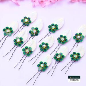 PEACOCK HAIR ACCESSORIES WITH U PIN 12PCS SET